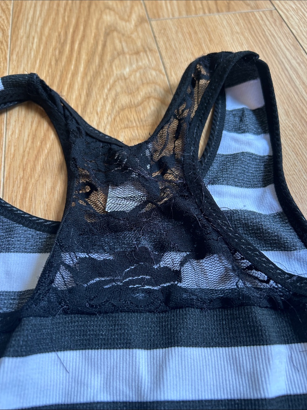 Black & White Striped Racerback Tank Top - Picture 3 of 3